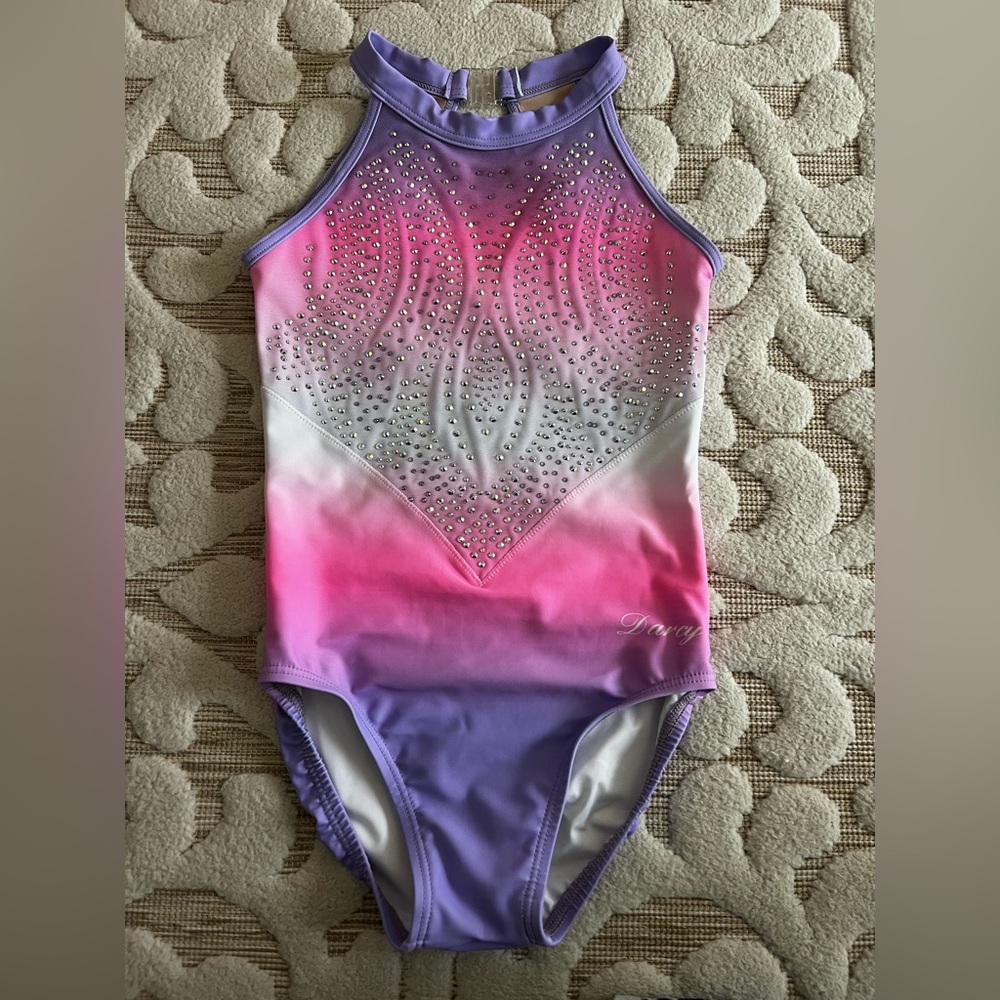 Darcy Pink and Purple Bubblegum Rhinestone Leotard Size Child Large